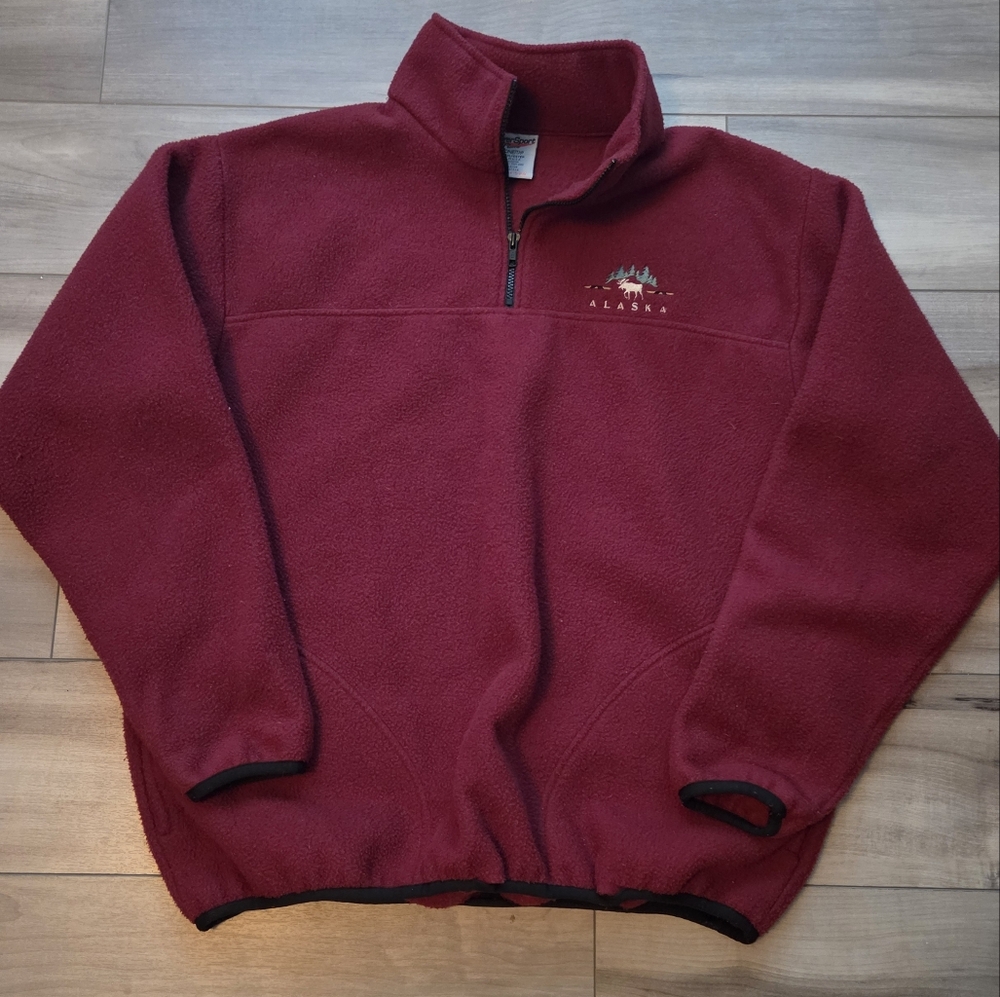 Alaska Men's Burgundy Zip-Up Fleece Sweater